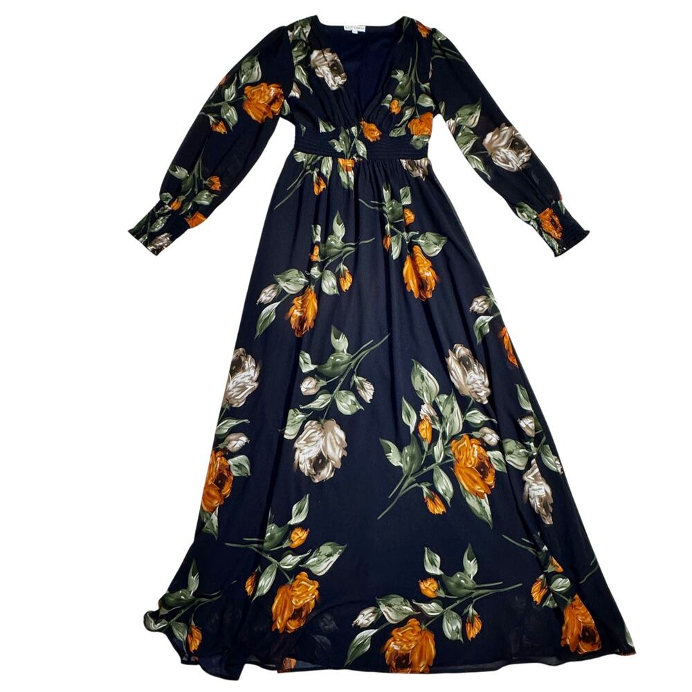 Baltic Born Olivia Midnight Navy Floral Maxi Dress Women's Medium Boho Cottage - Picture 2 of 16